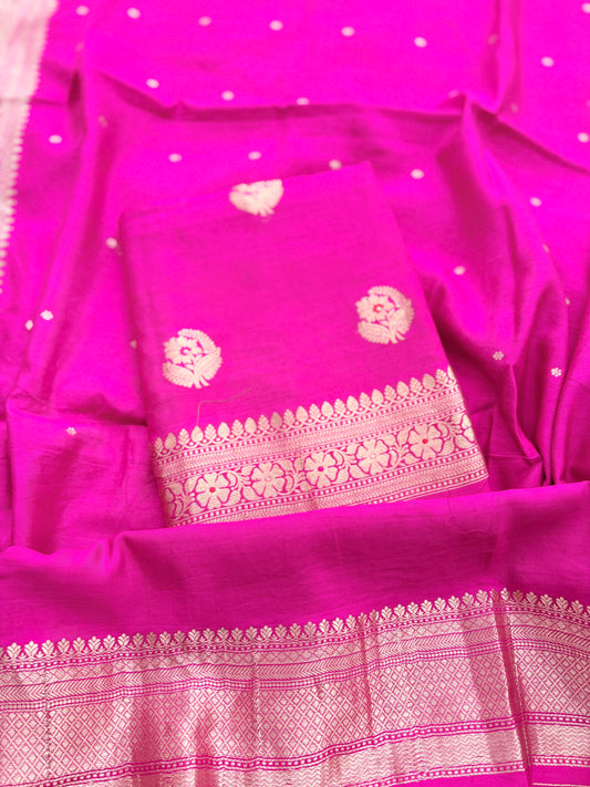 Pink Chiniya silk 3 piece suit