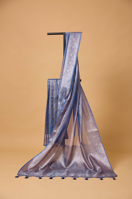 Blue Tissue Kadhwa Saree