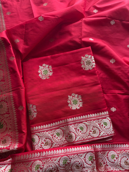 Red katan by katan silk kadhwa suit set