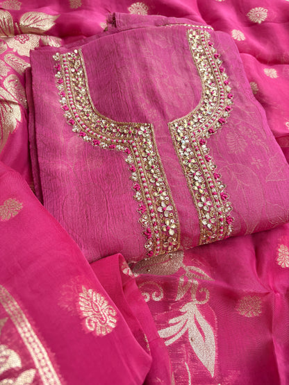 Pink hand embroidered suit set
