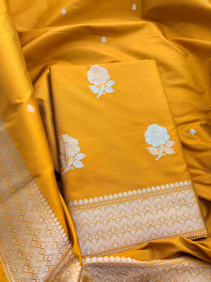 Yellow gold katan silk kadhwa suit set