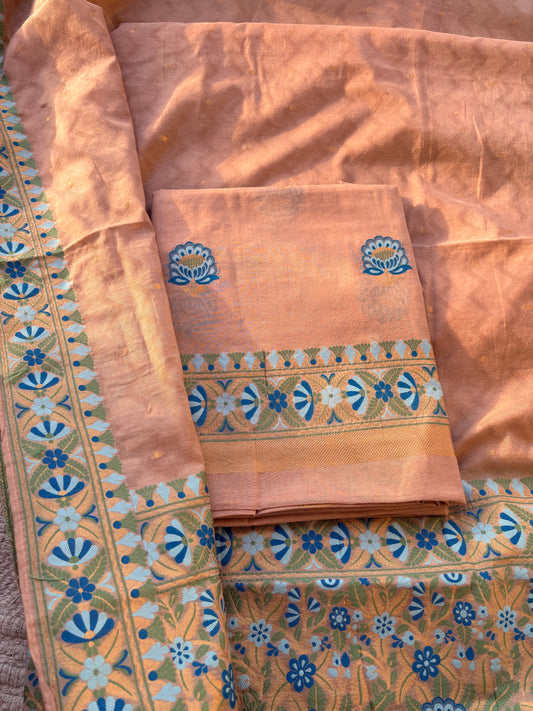 Nude Chanderi Resham Zari weaving suit set