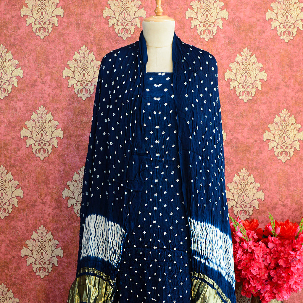 Blue bandhani suit set