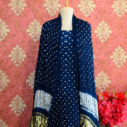 Blue bandhani suit set