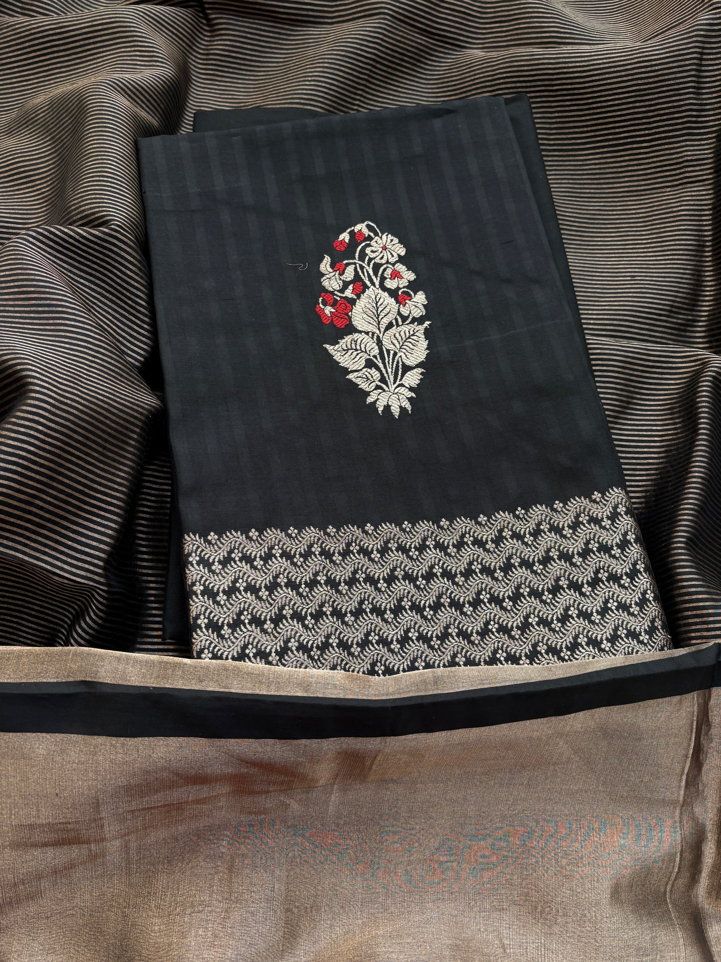 Black mango silk kadhwa meenadar suit set ( Fm 23)