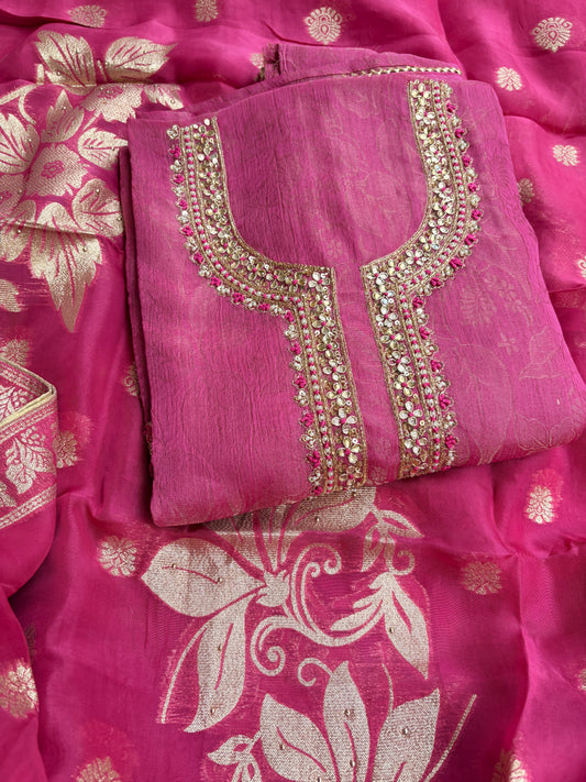 Pink hand embroidered suit set