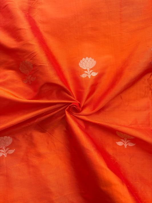 Orange katan silk kadhwa fabric