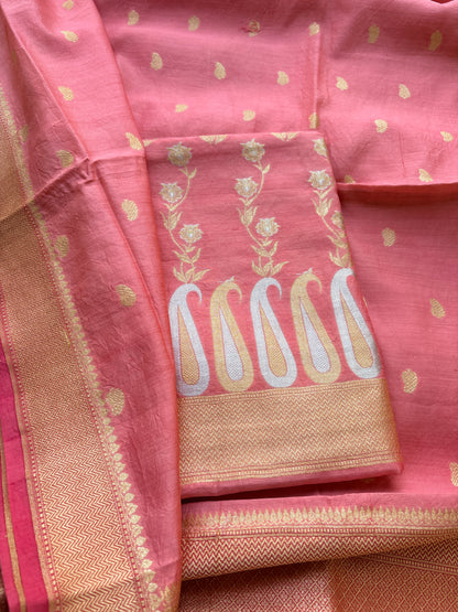 Pink Chiniya silk Sona rupa booti  suit set