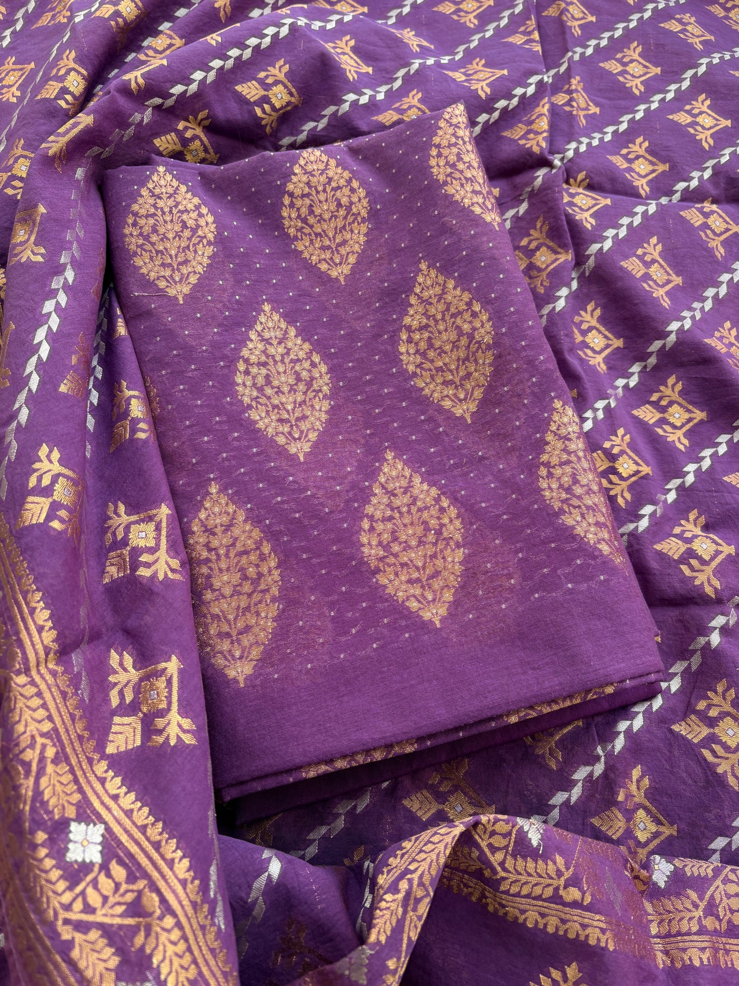 Purple Chanderi weaving Sona rupa suit set