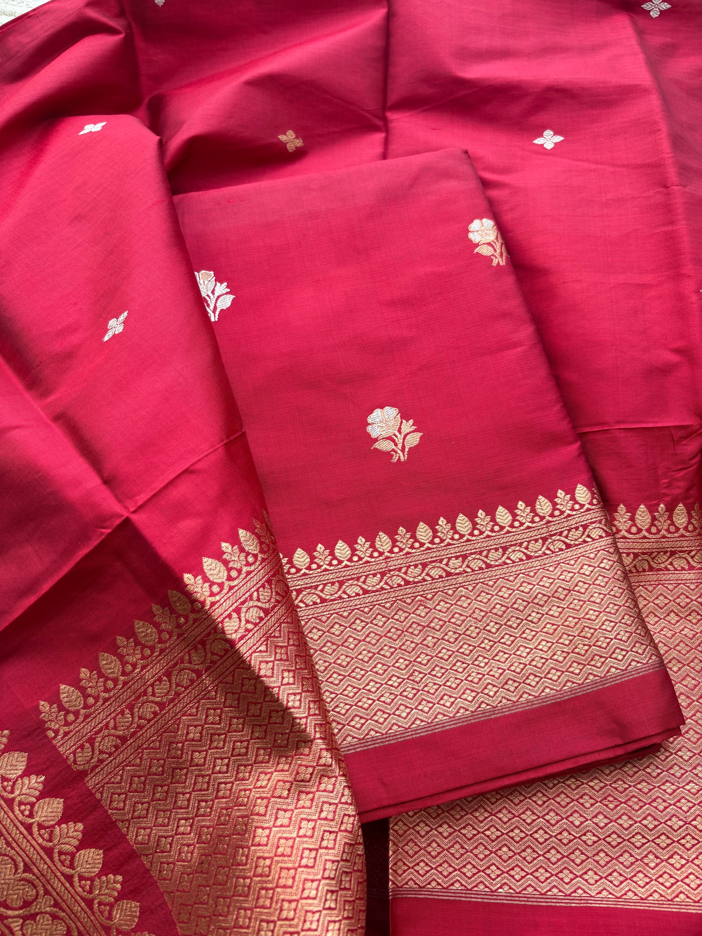 Red katan by katan silk suit set