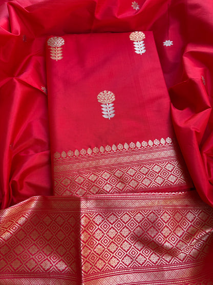 Red katan by katan kadhwa silk suit set