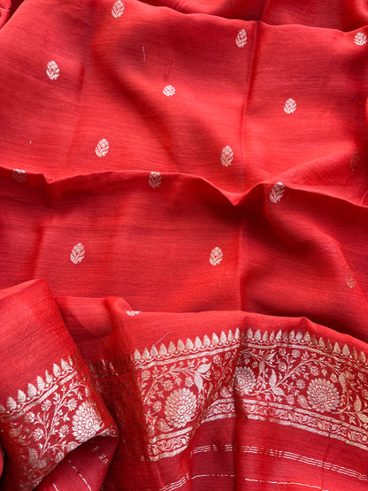 Orange moonga silk kadhwa suit set