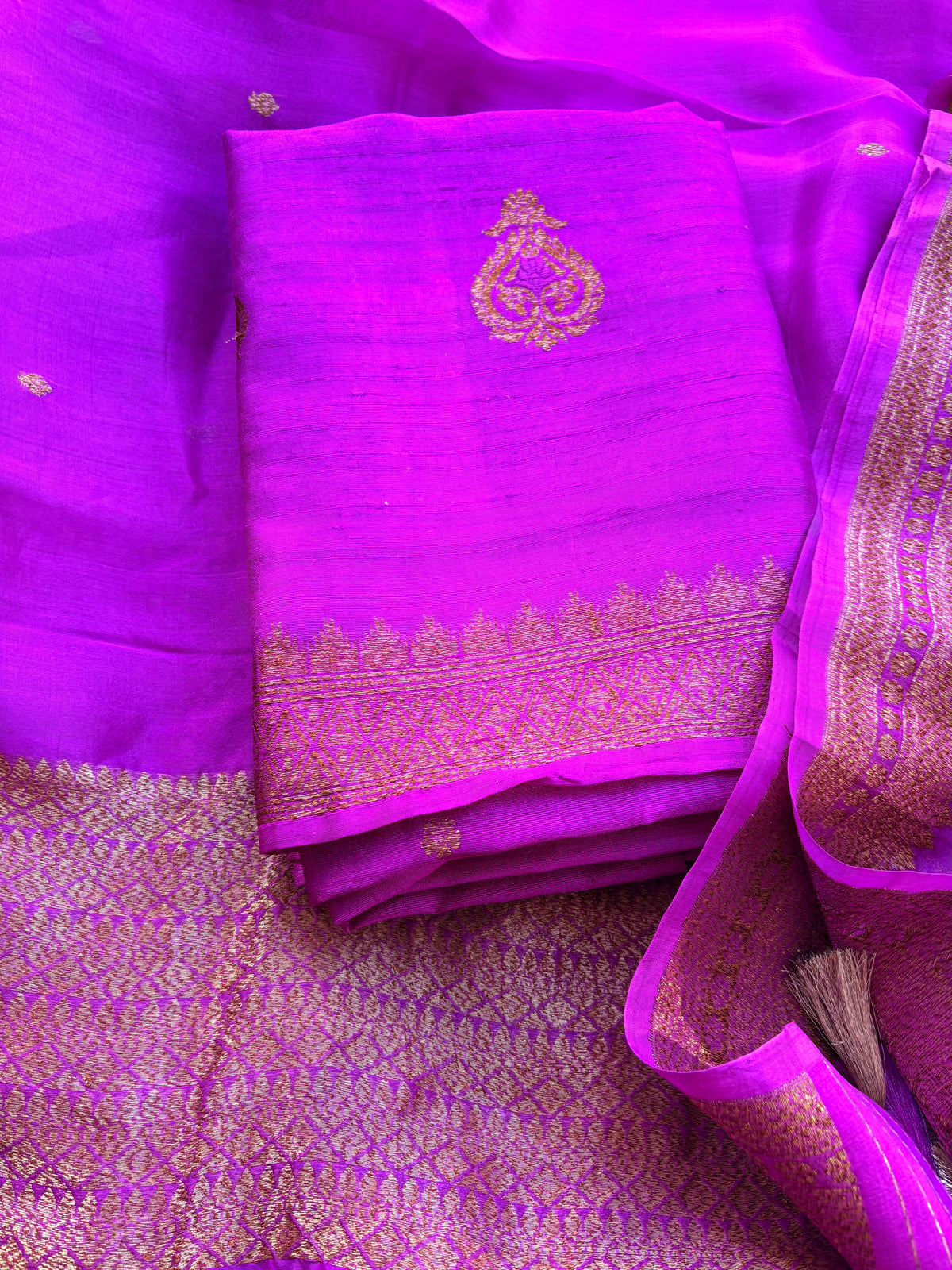 Purple meenadar tussar  silk suit set