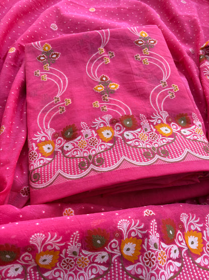 Pink Chanderi meenadar suit set