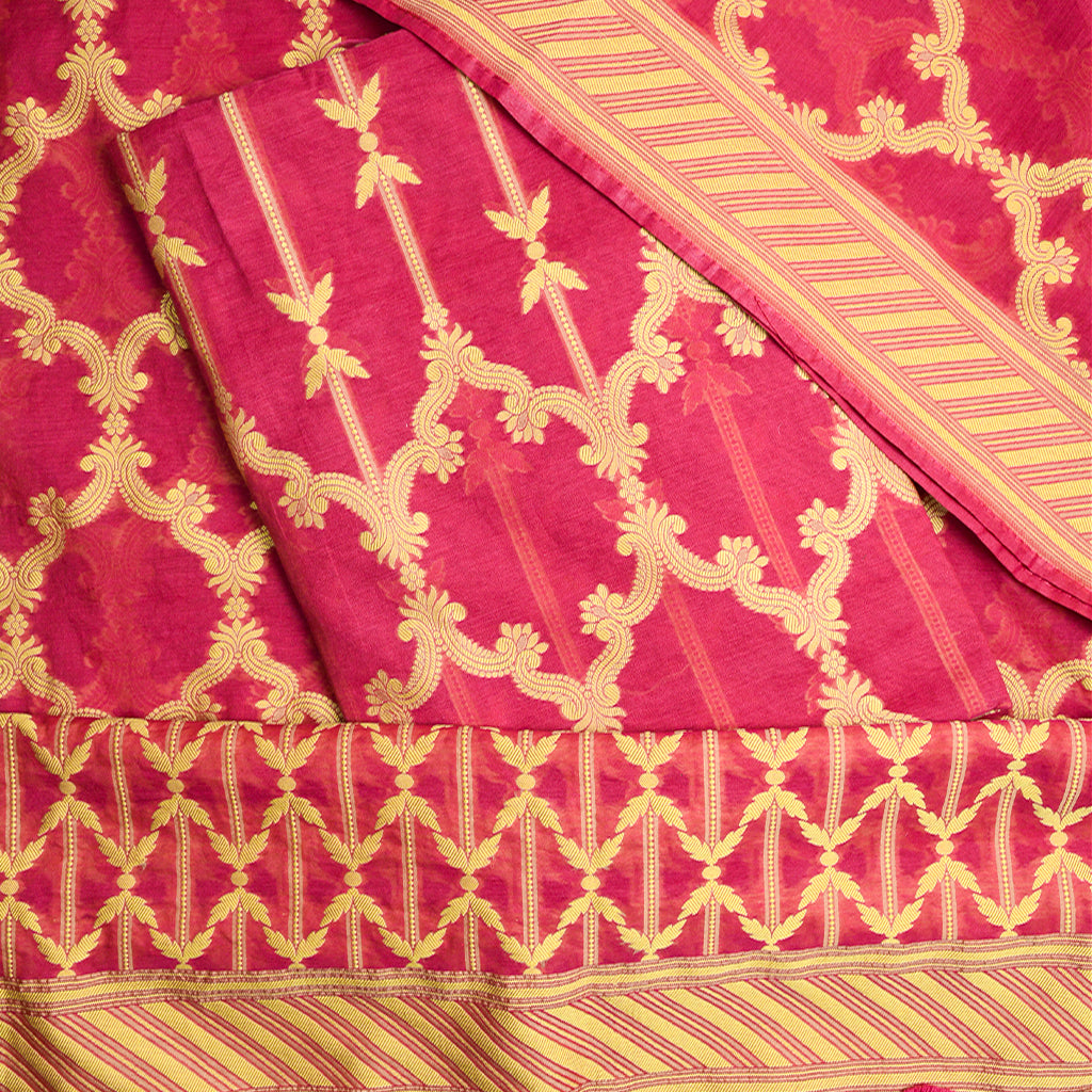 Red Resham weaving Chanderi  suit set