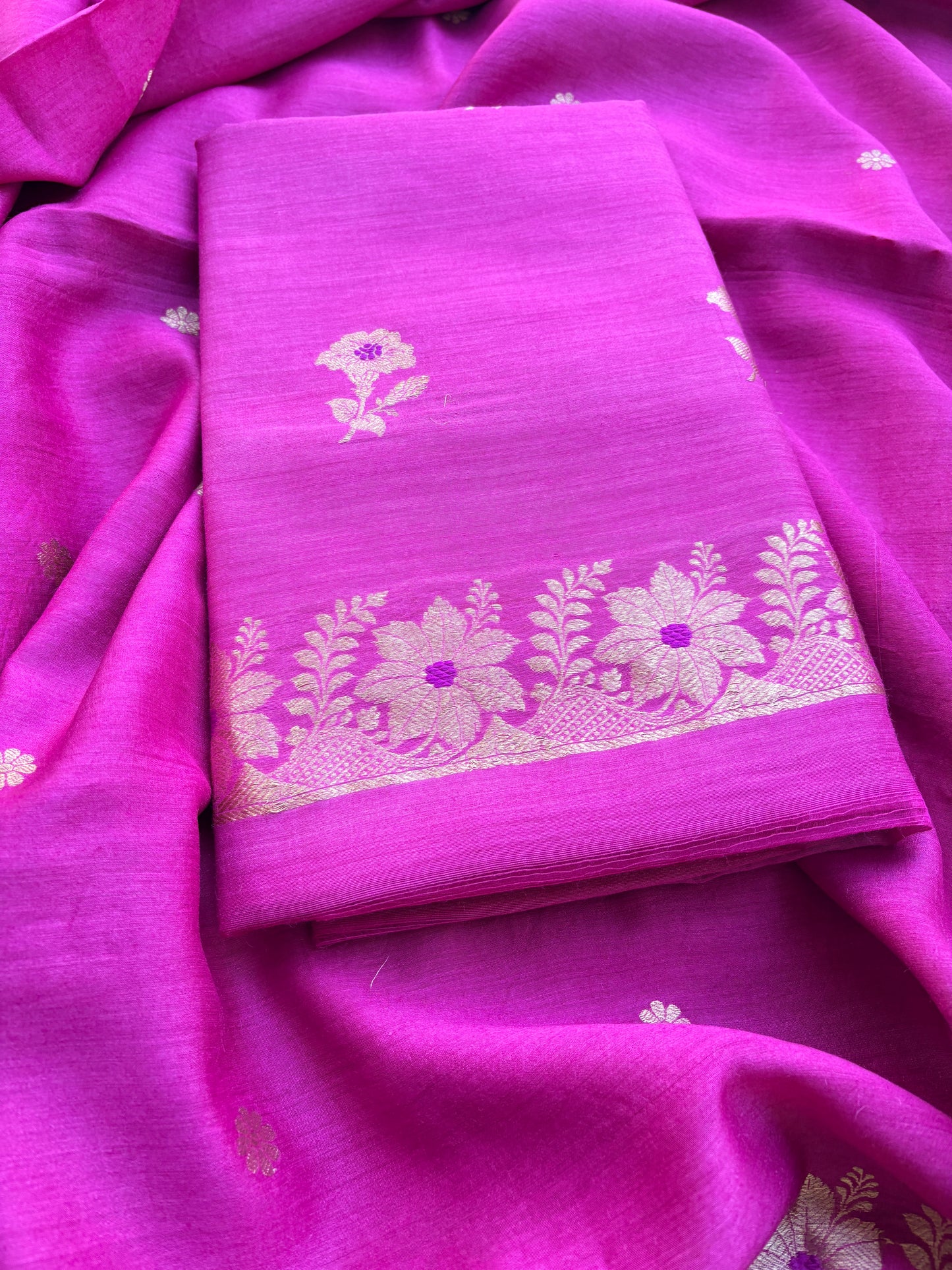 Pink moonga silk kadhwa suit set