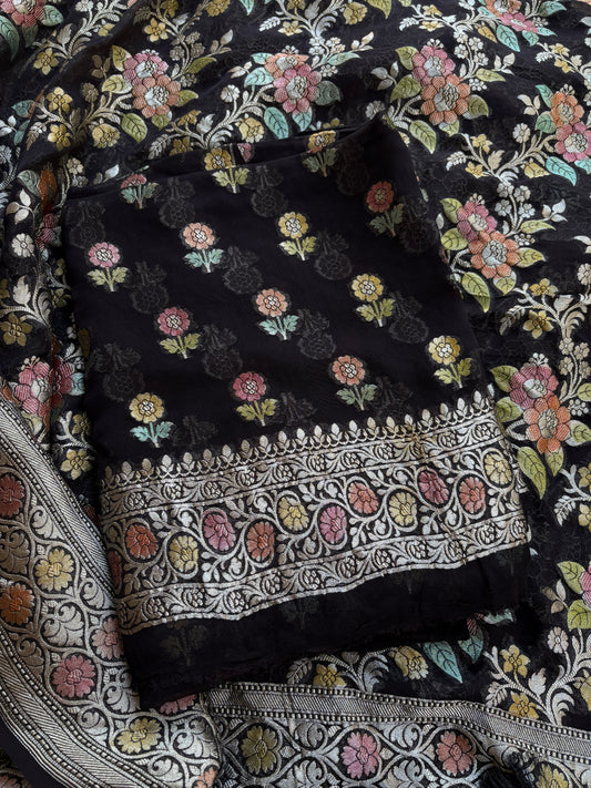 Black meenadar Khaddi georgette suit set