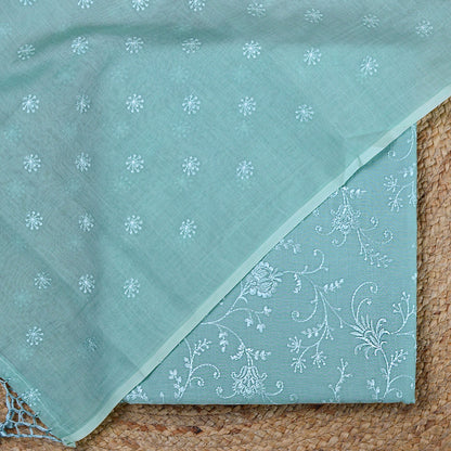 Turq mul chanderi suit set