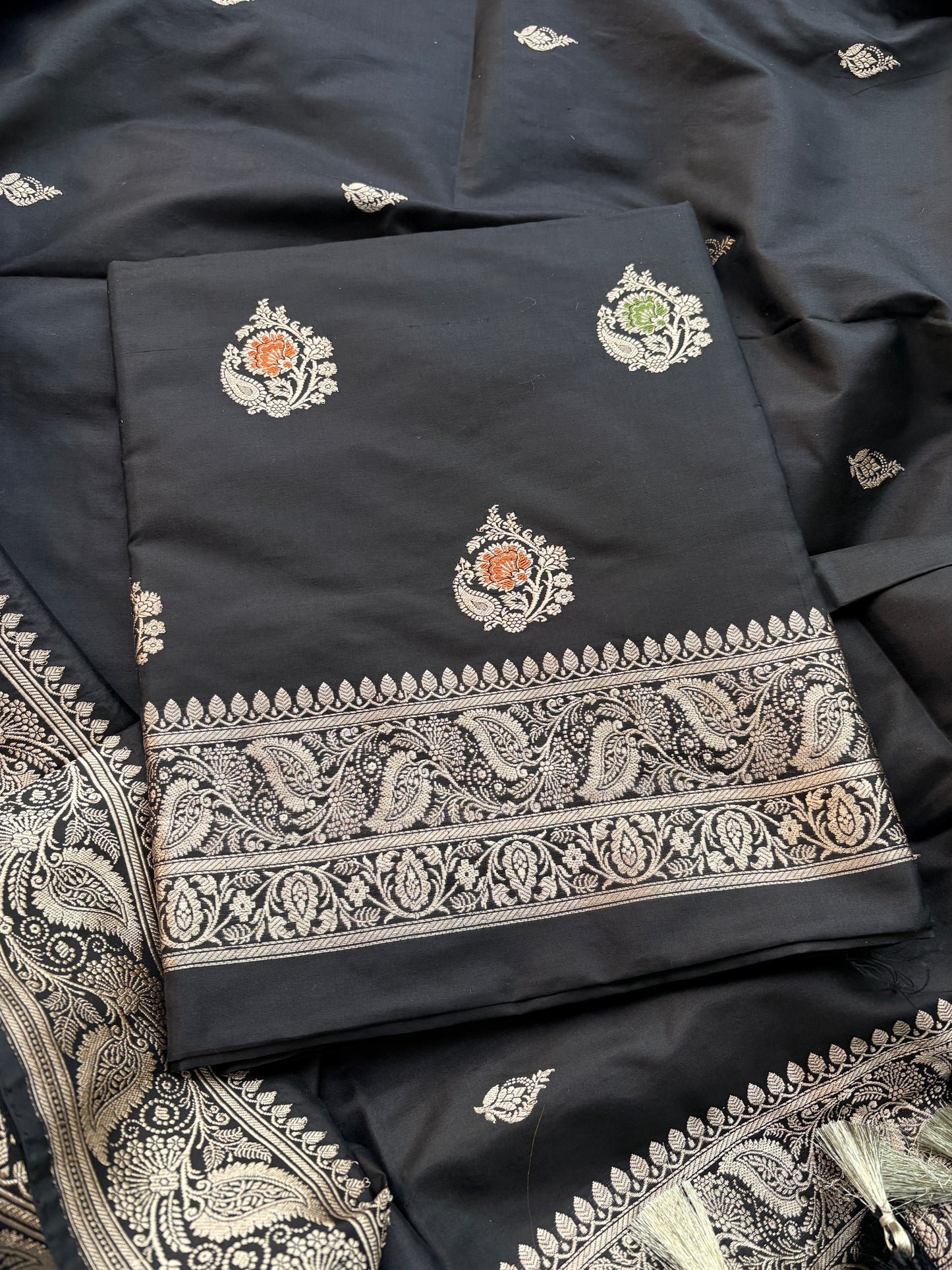 Black Katan by katan silk meenadar suit set
