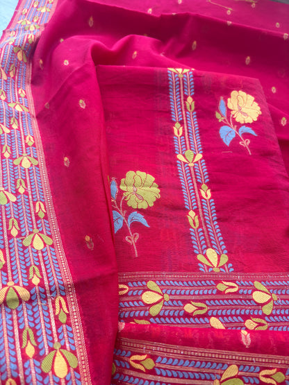 Red resham weaving flower design weaving suit set(91)