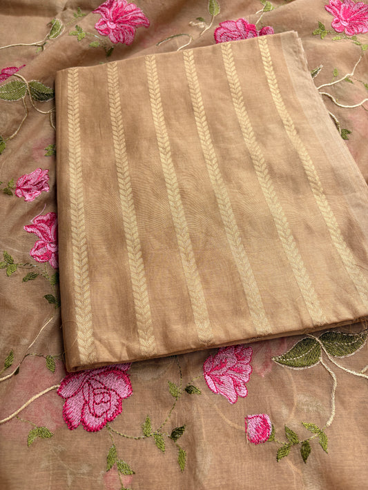 Beige premium Banarasi suit set