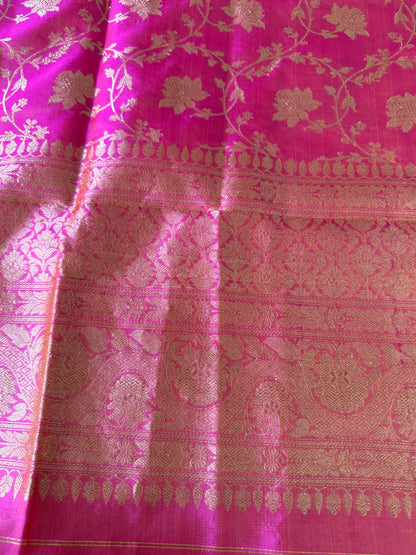 Pink dual tone katan silk dupatta