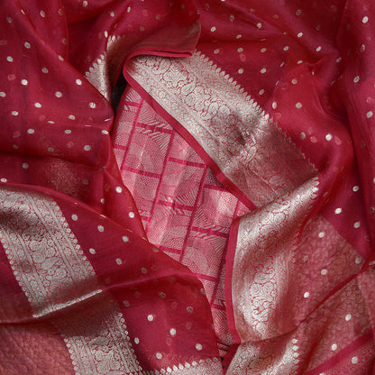Red pink kora brocade suit set