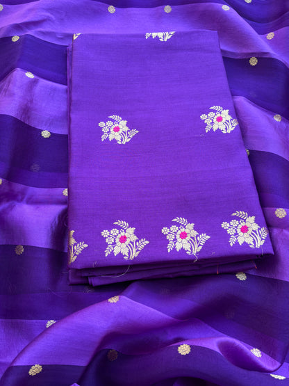 Purple Chiniya silk kadhwa , kora silk dupatta