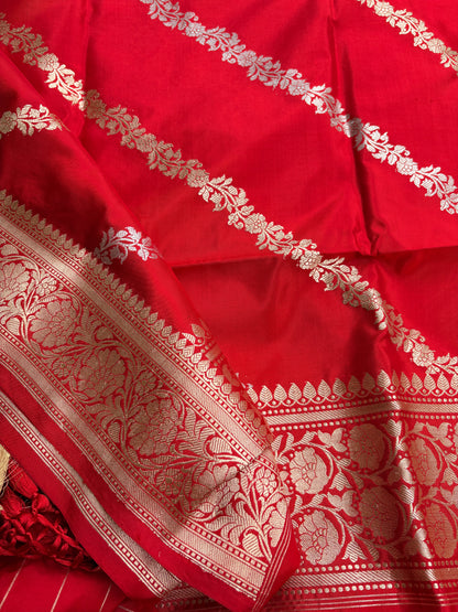 Red katan silk kadhwa dupatta