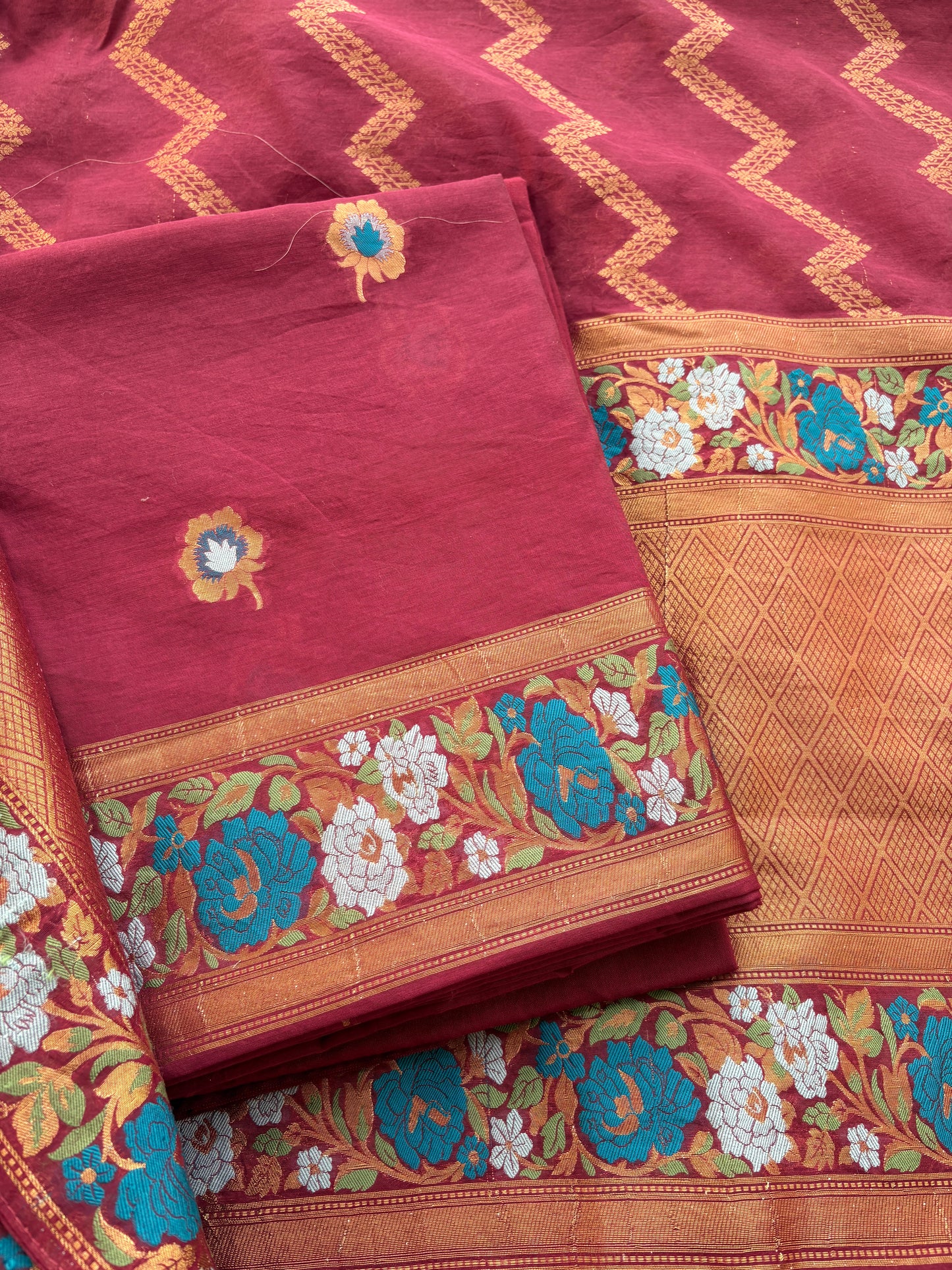 Maroon Chanderi cotton full jaal weaving suit set