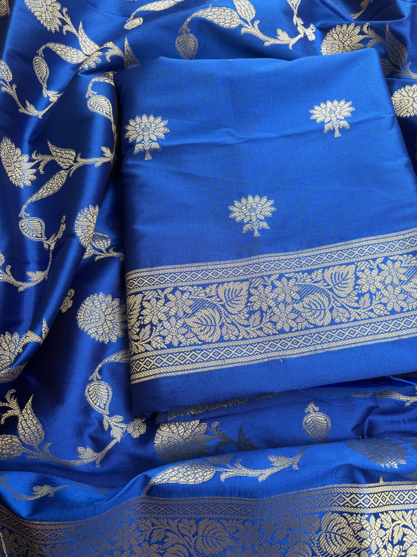 Blue premium silk 3 piece suit set