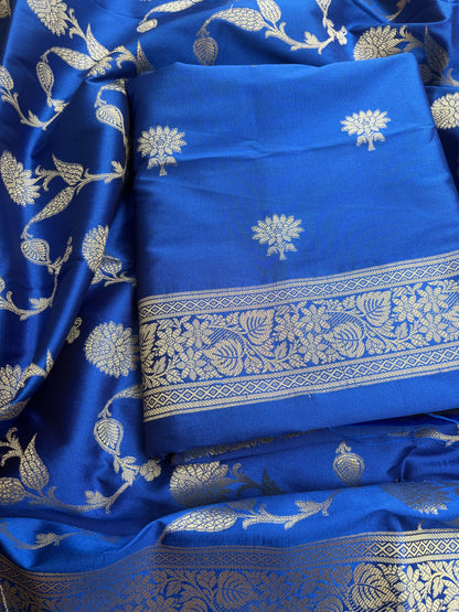 Blue premium silk 3 piece suit set