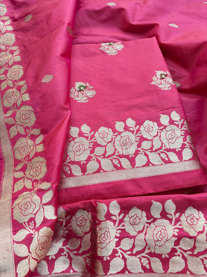 Pink katan by katan silk kadhwa suit set