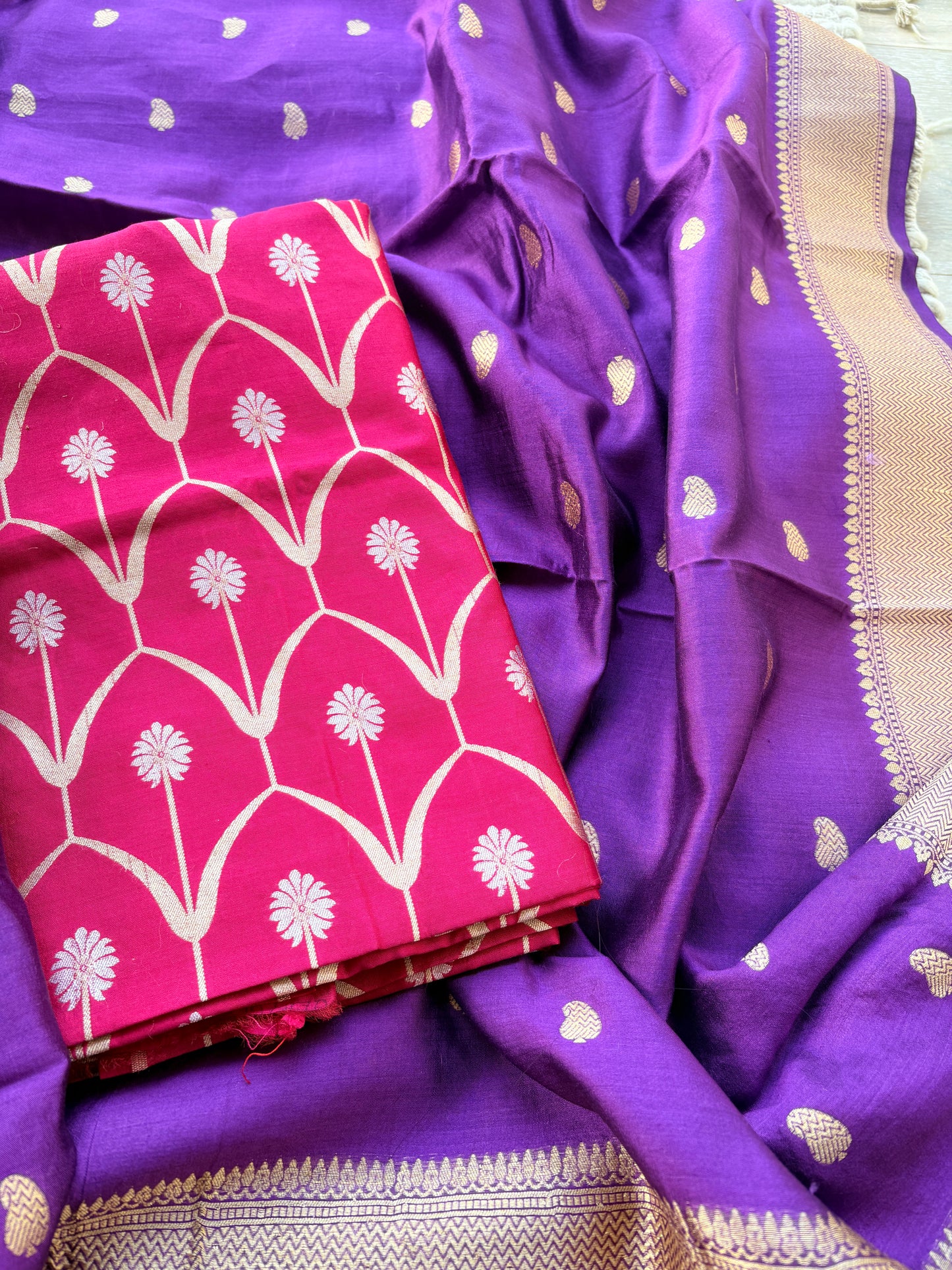 Magenta purple Chiniya silk suit set