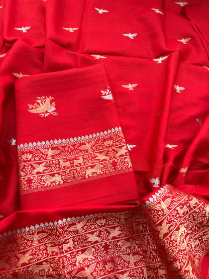 Red raw mango silk suit set