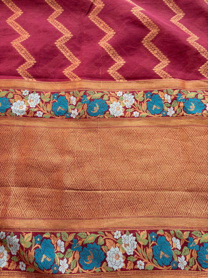 Maroon Chanderi cotton full jaal weaving suit set