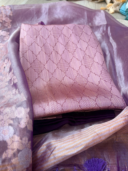 Purple tissue brocade suit set