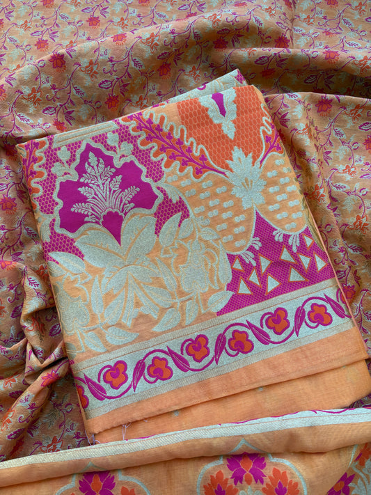 Peach Chanderi cotton suit set