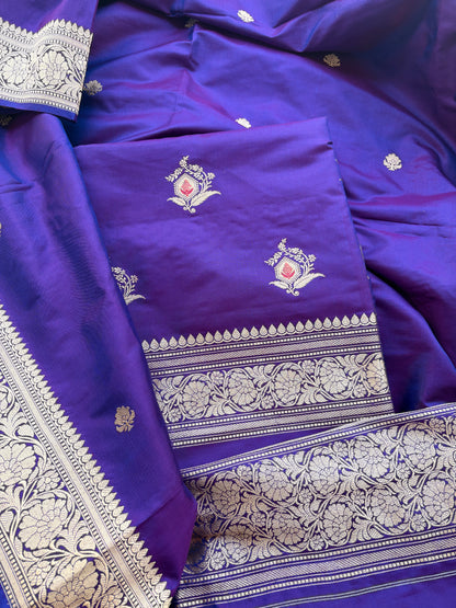 Purple katan by katan silk meenadar suit set