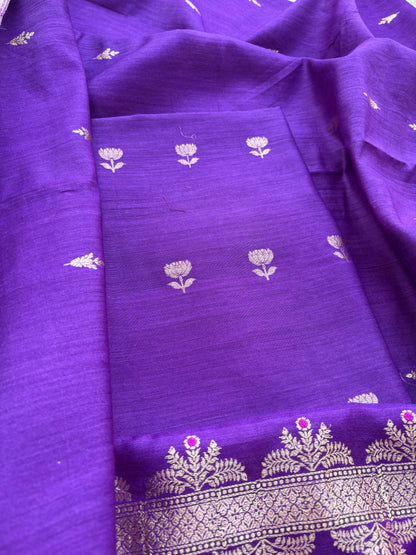 Purple moonga silk 3 piece suit set