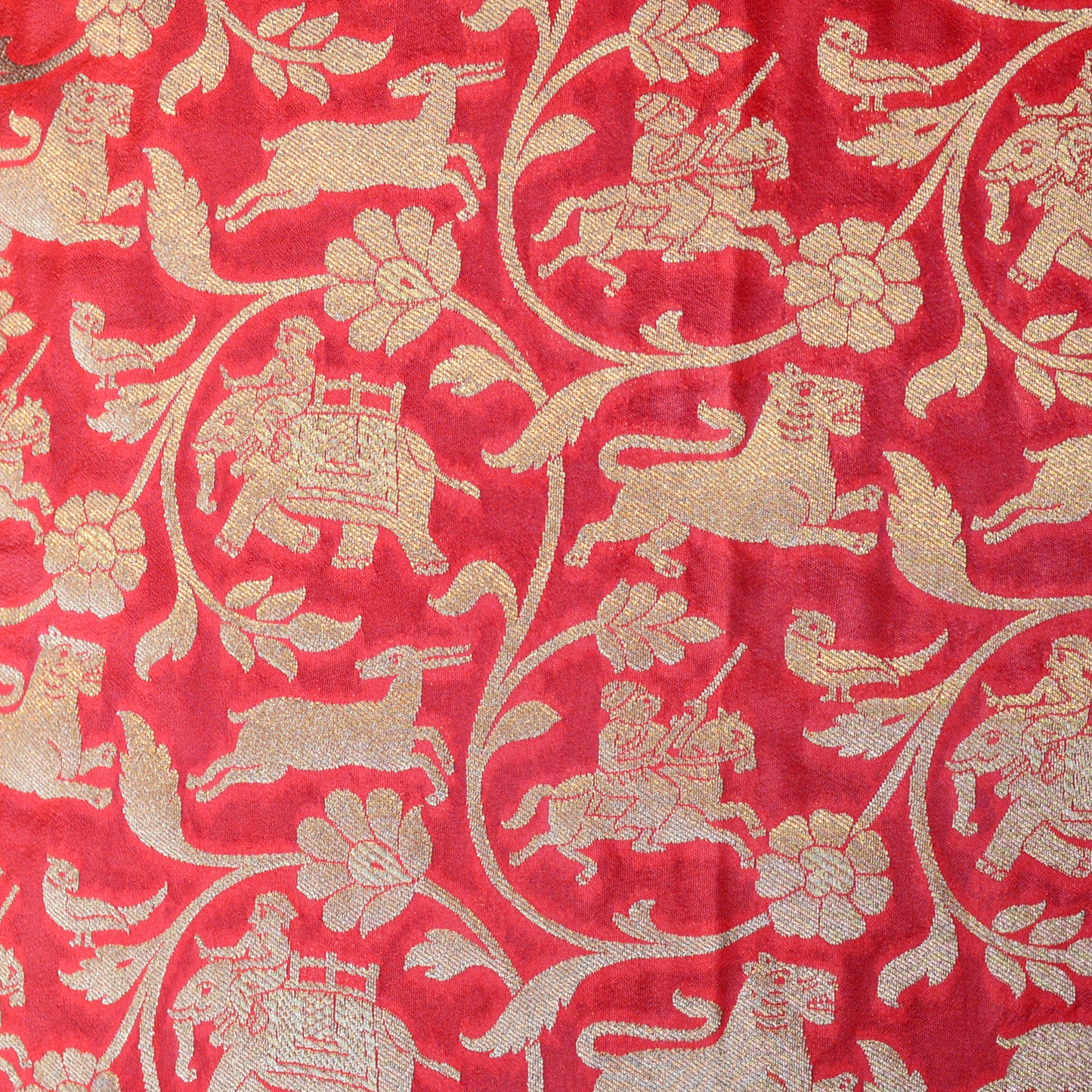 Pink shikargah Banarasi silk dupatta