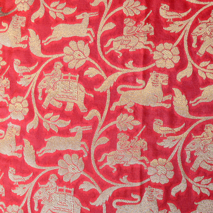 Pink shikargah Banarasi silk dupatta