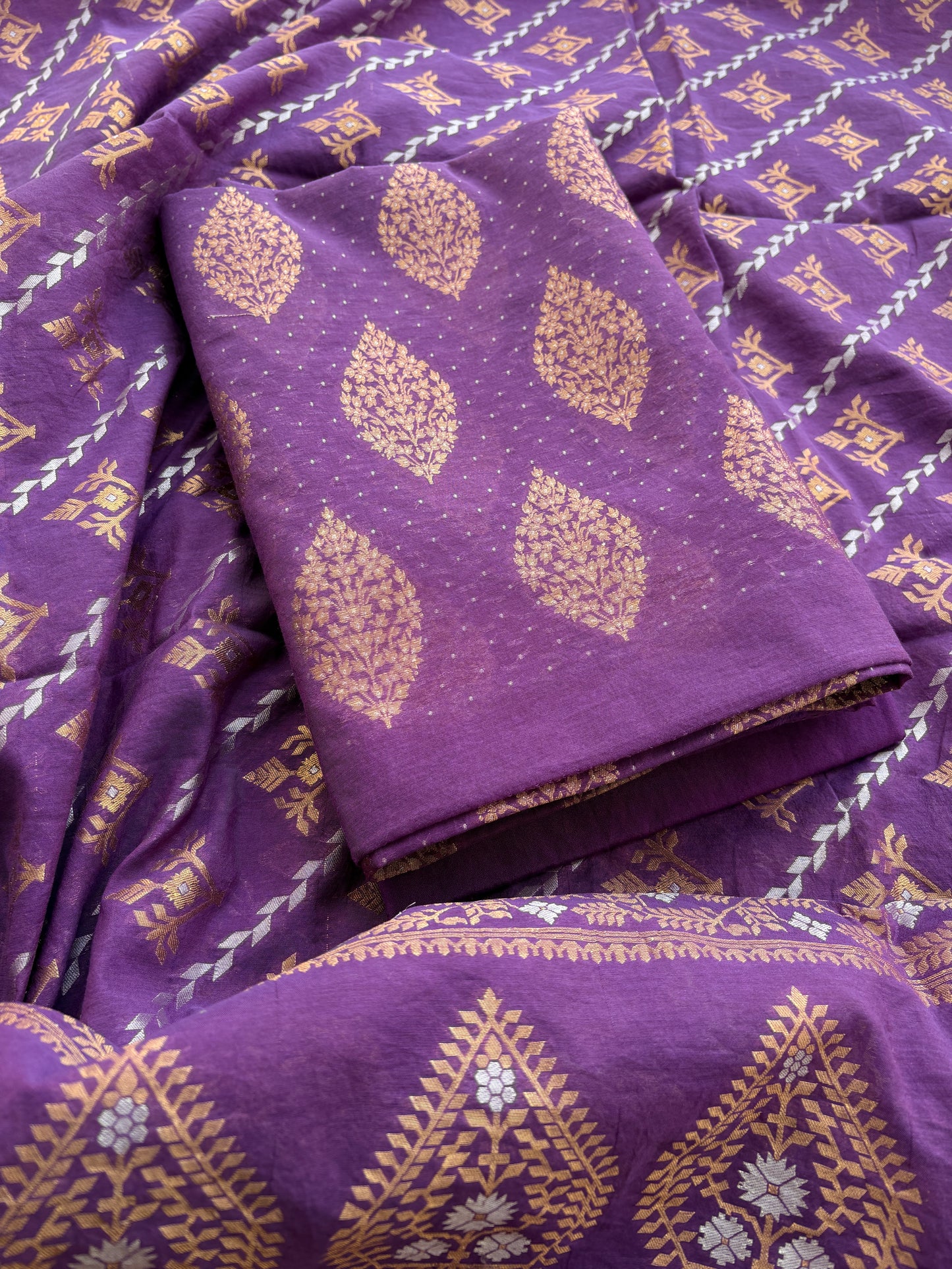 Purple Chanderi weaving Sona rupa suit set