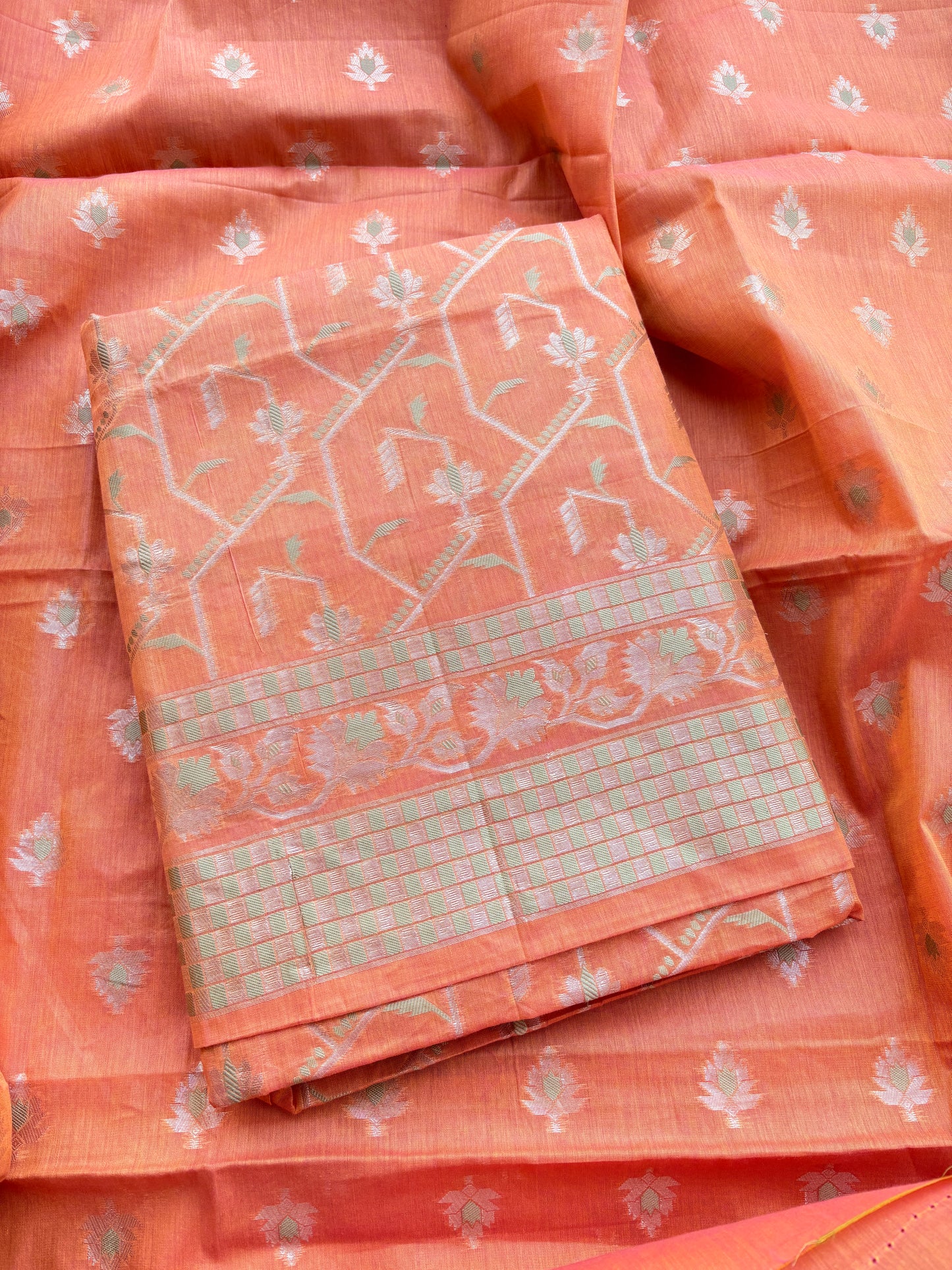 Orange dhoop chau Chanderi cotton suit set