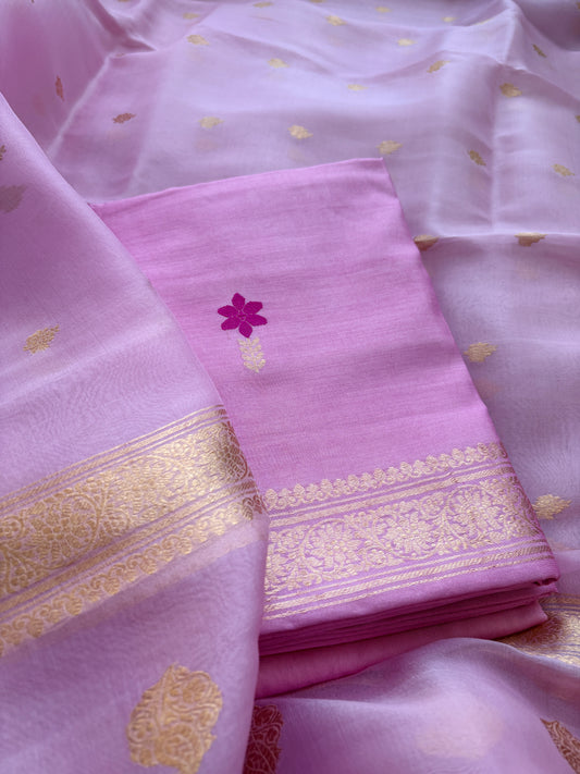 Pink Chiniya kora meenadar suit set