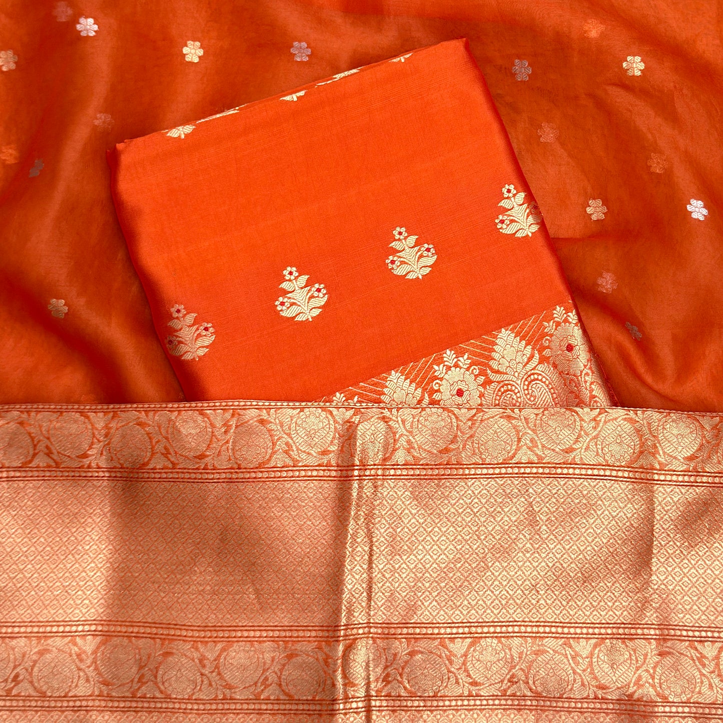 Orange mango silk suit set
