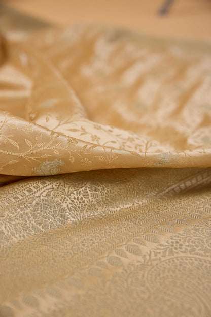 Beige Golden Mashru Silk Saree