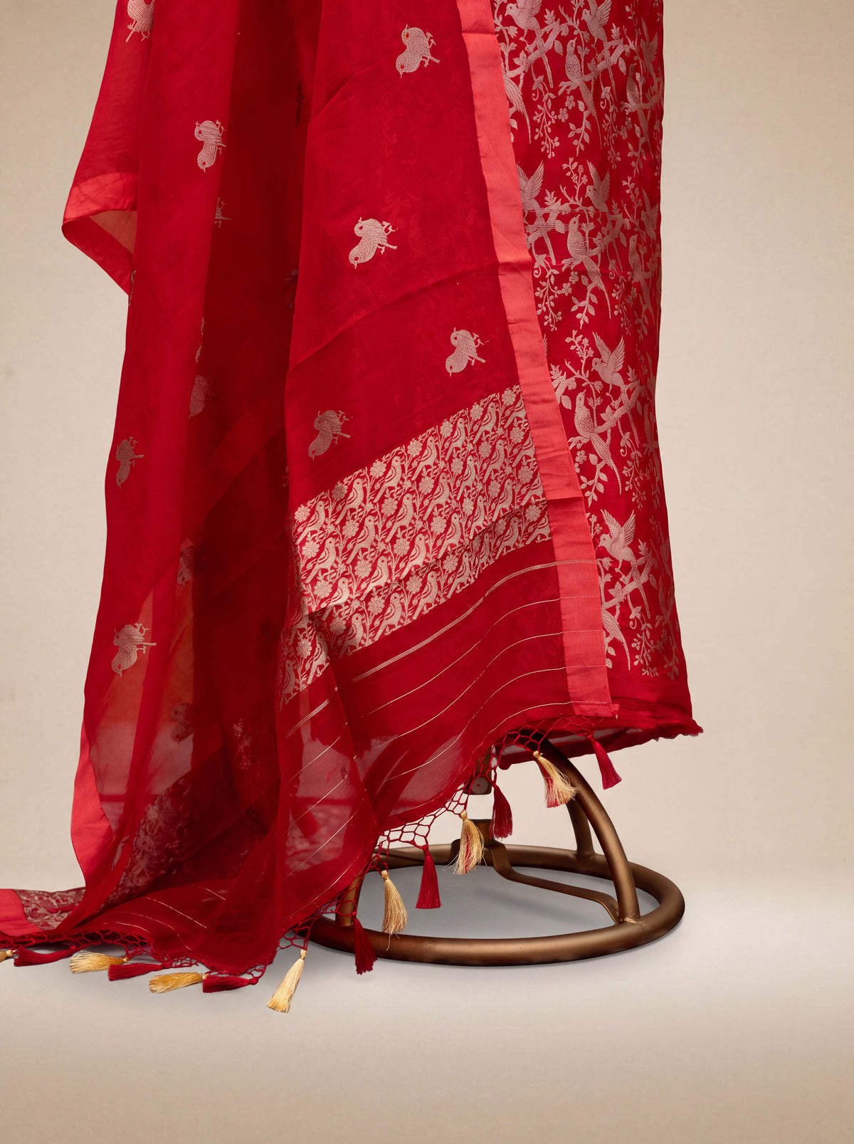 Red brocade handwoven suit set