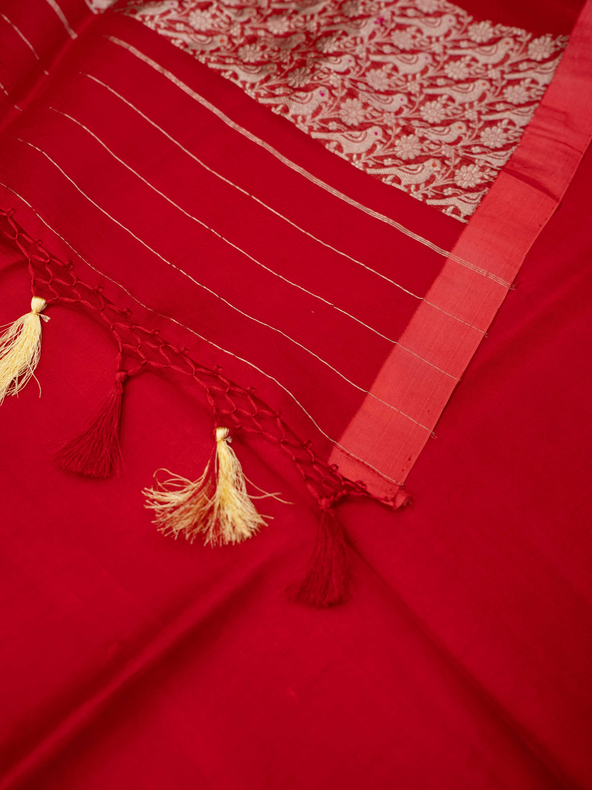 Red brocade handwoven suit set