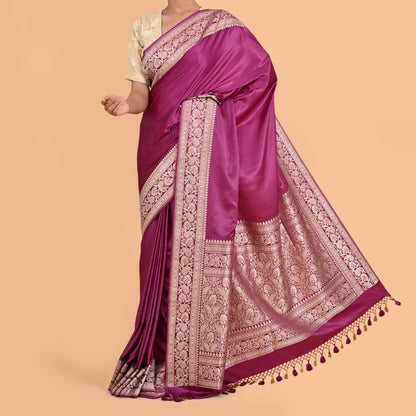 Wine Mashru Silk Saree